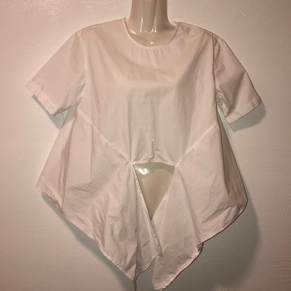 White Tie- Front button Down Back Top - Picture 5 of 7